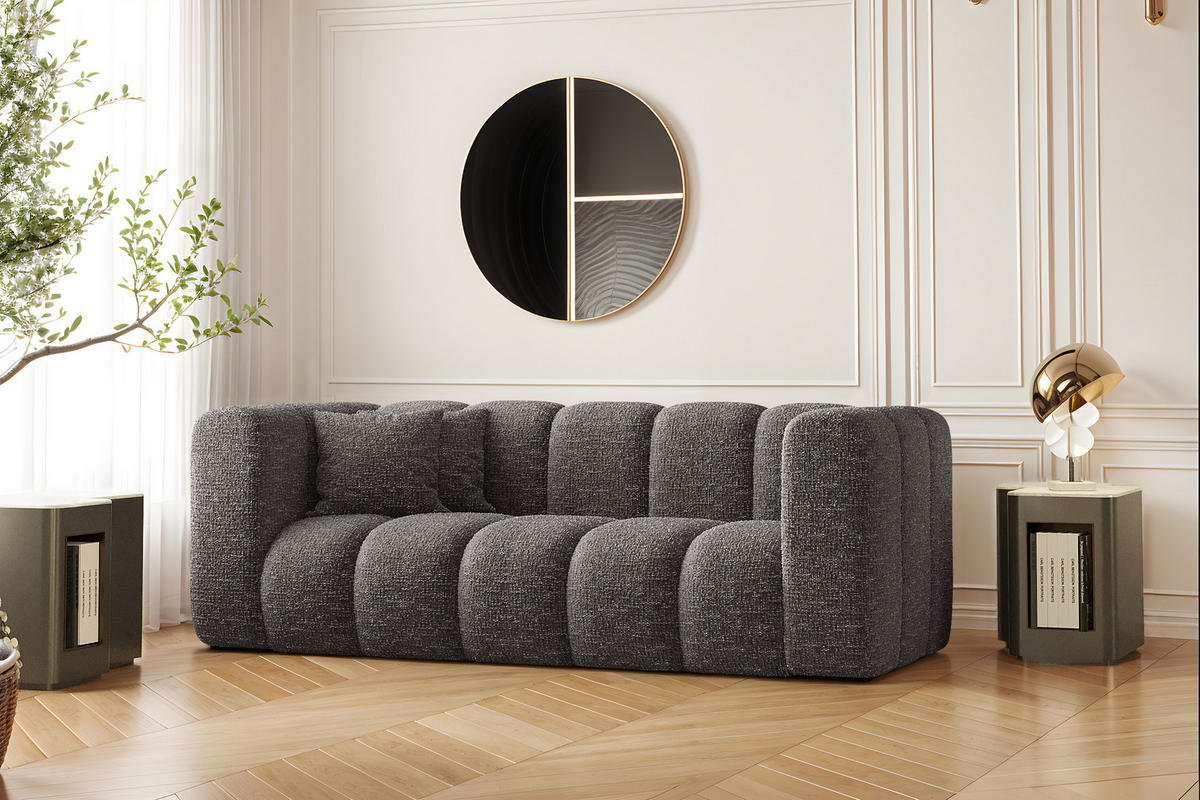 COUCH Sofa, Zweisitzer-Sofa Grand Modular Stoff Haga Graphit - Dunkelgrau, Holz (197/70/91cm) - Kaiser Möbel