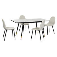 ESSTISCH SET mit ausziehbarem Tisch und 4 bequemen Stühlen - Beige/Schwarz, Holzwerkstoff/Metall (80/75/160cm) - Urban Meuble