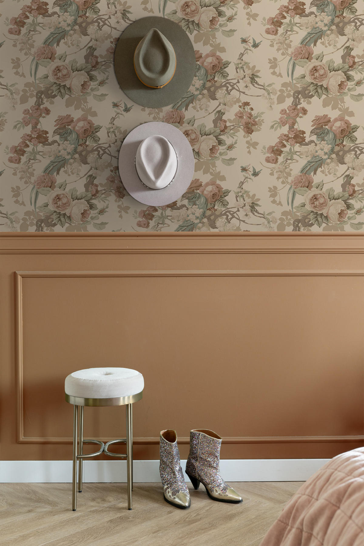 TAPETE Blumen und Vögel 50 x 900 cm - Beige, Papier (50/900cm) - ESTAhome