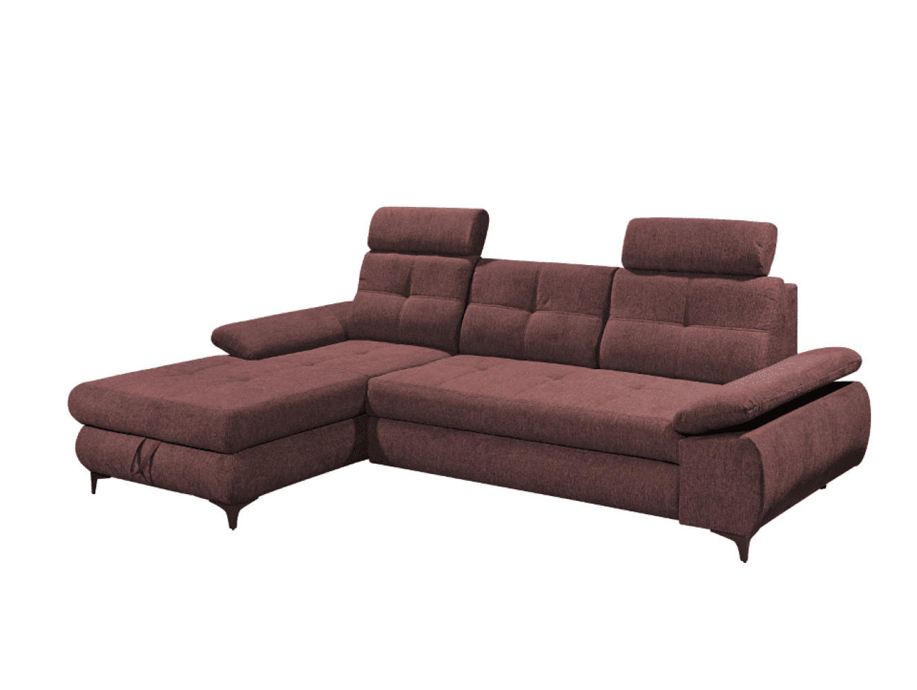 ECKSOFA mit Schlaffunktion und Bettkasten - Aubergine/Schwarz, Kunststoff/Textil (274/177cm) - ed exciting design
