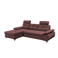 ECKSOFA mit Schlaffunktion und Bettkasten - Aubergine/Schwarz, Kunststoff/Textil (274/177cm) - ed exciting design