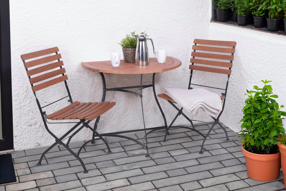 BALKONTISCH Einar halbrund Gartentisch - Braun, Holz (54/85/74cm) - DELUKE