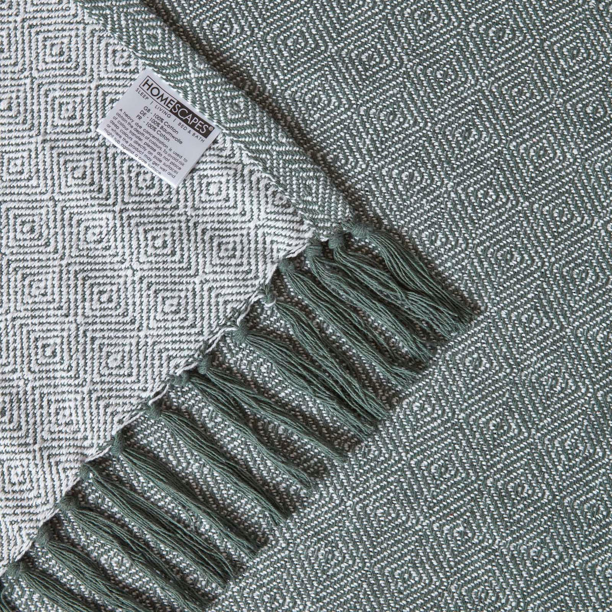 WOHNDECKE Malda 150/200 cm, Baumwolle mit Rautenmuster - Grün, Textil (150/200cm) - Homescapes
