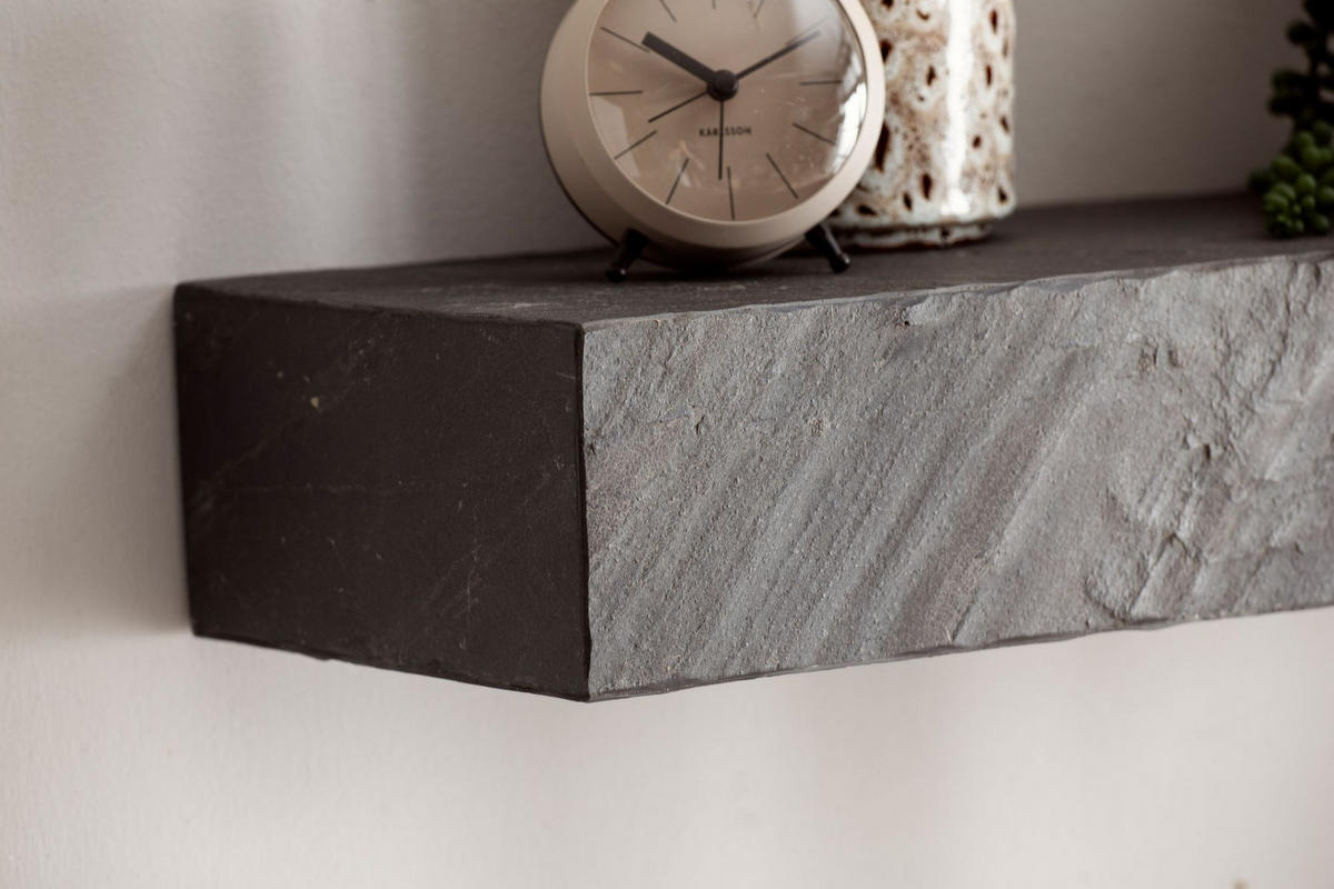 WANDREGAL Mango Massivholz Steinoptik Rechteckig Modern, Grau 90x20x10 cm - Grau, Holz (90/10/20cm) - KADIMA DESIGN