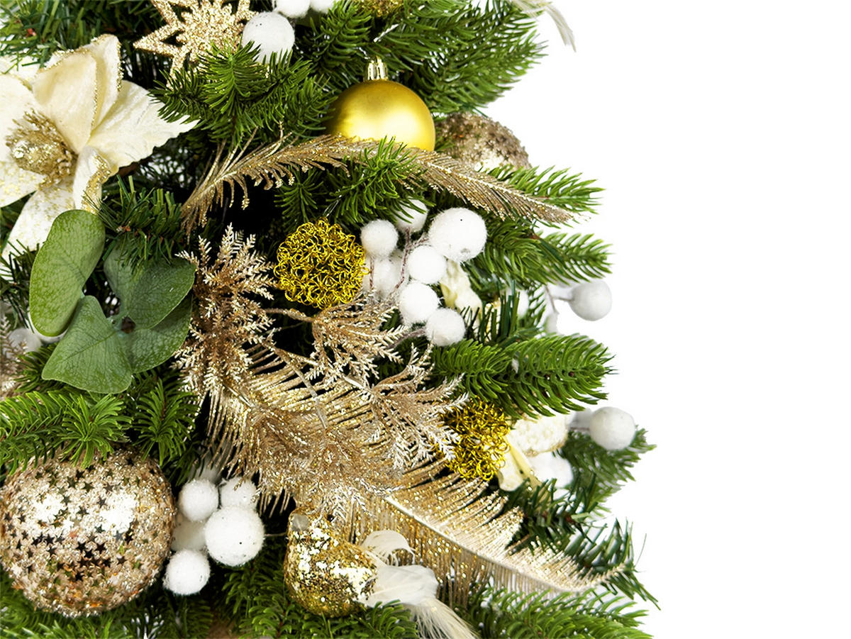 LAALU WEIHNACHTSBAUM geschmückt künstlich NEGATIVE CHAMPAGNE II 60 cm mit LED-Beleuchtung IN FLOWER - Champagner/Goldfarben, Kunststoff (60cm) - LAALU