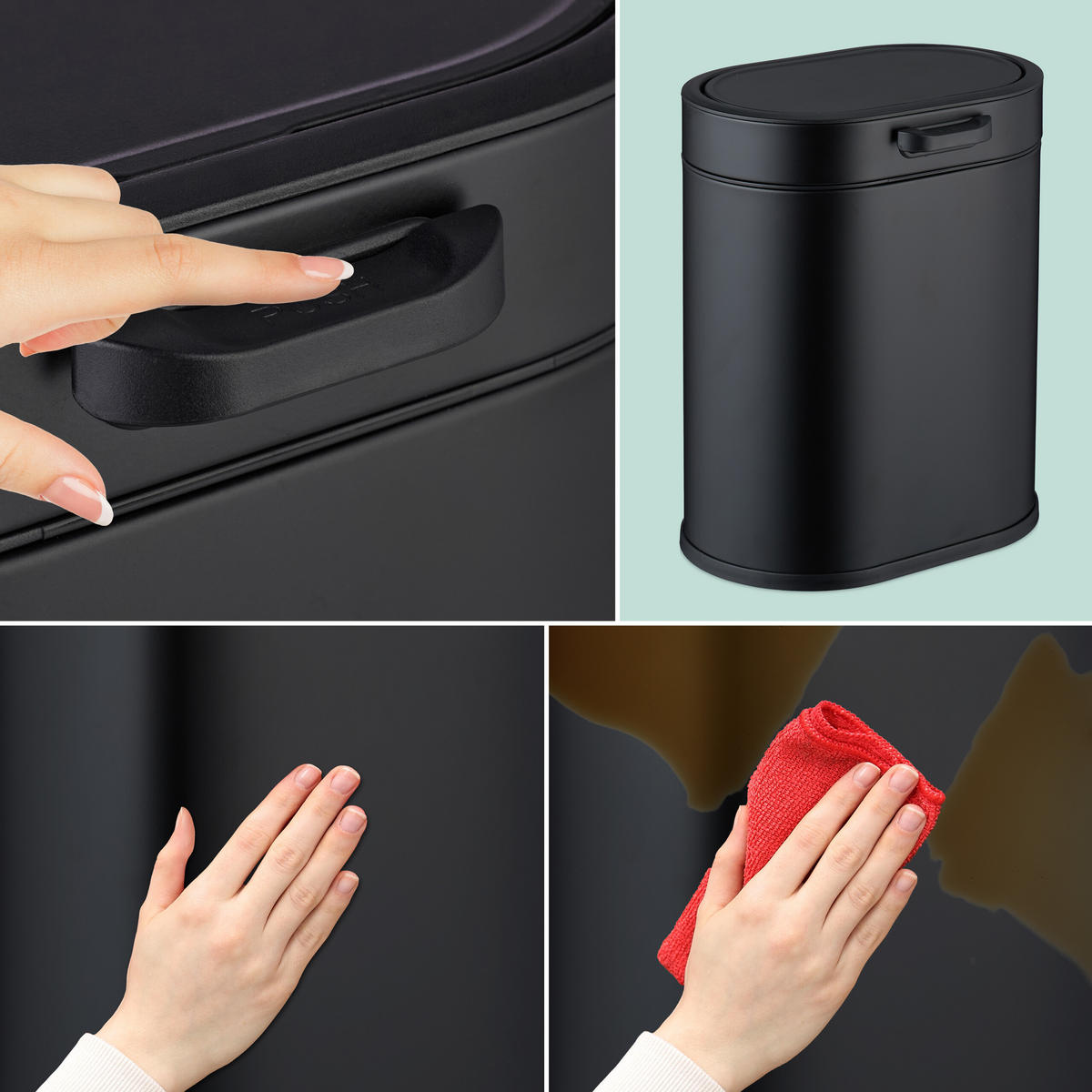 MÜLLEIMER - Schwarz, Kunststoff/Metall (24/29.5/19.5cm) - Relaxdays