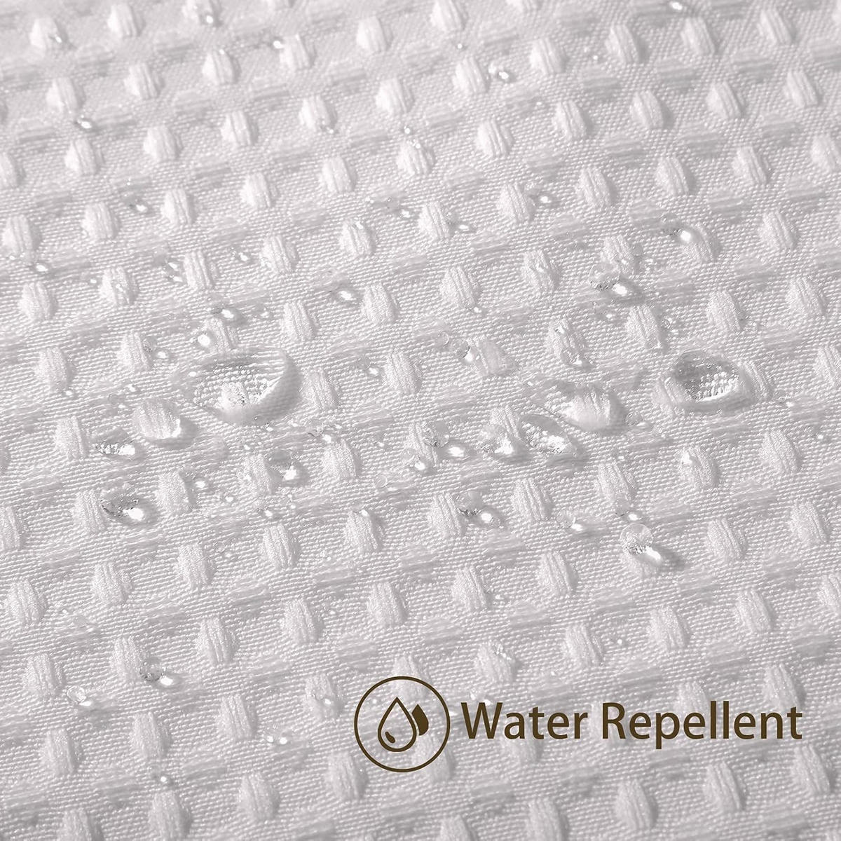 DUSCHVORHANG Weiß Waffelstruktur dick Polyester schimmelresistent wasserdicht mit Ringen - Weiß, Textil (200/0.5cm) - MCBOSON