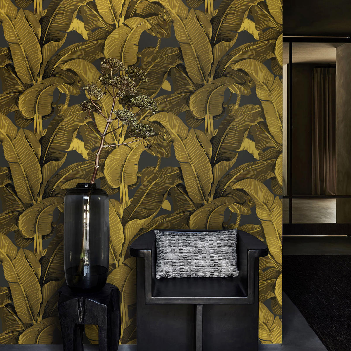 TAPETE Bananenblätter aus echtem Papier, 200x280cm, 8 Bögen - Goldfarben, Papier (200/280cm) - WALLPAPERS4BEGINNERS