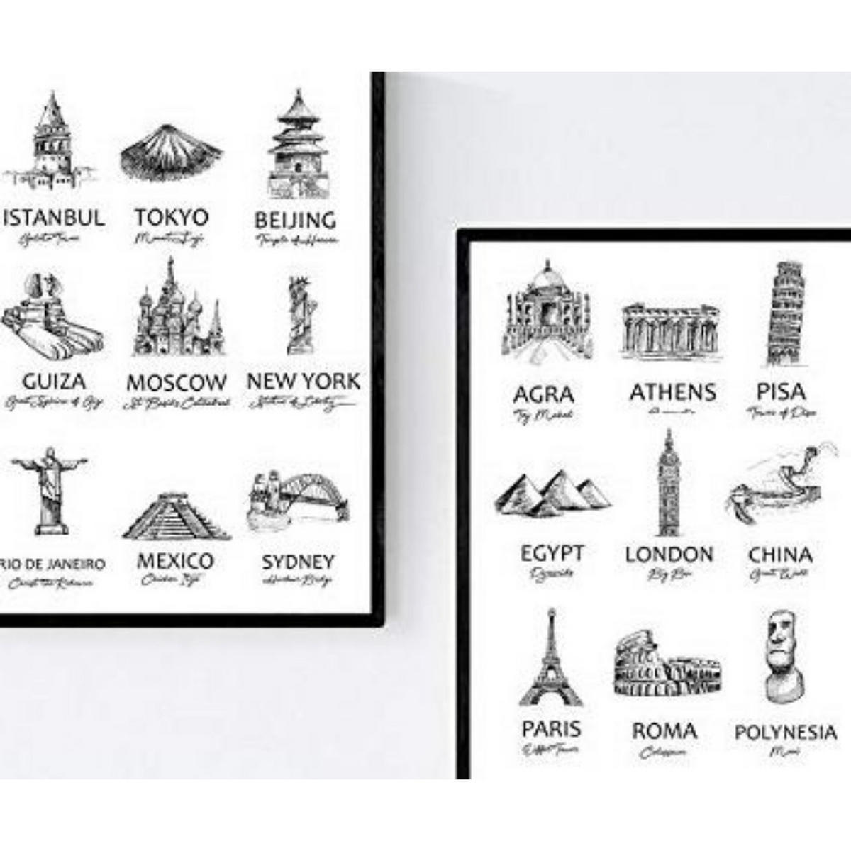 POSTER Set Mit 2 Wunder Der Welt A3 Rahmenlos - Klar, Papier (29.7/5/42cm) - Nacnic