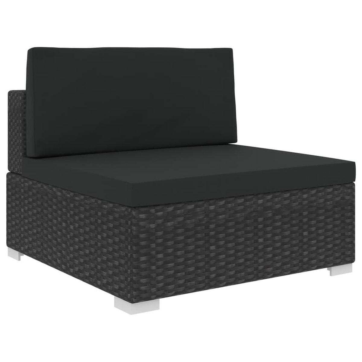 LOUNGEGARNITUR mit Auflagen, aus Poly Rattan, Schwarz, 6-teiliges Set - Schwarz, Kunststoff/Textil - vidaXL