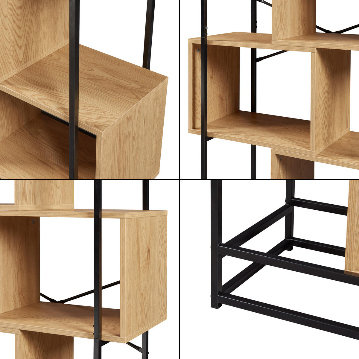 BÜCHERREGAL Rennebu - Eichefarben/Schwarz, Holzwerkstoff/Metall (80/160/33cm) - [en.casa]