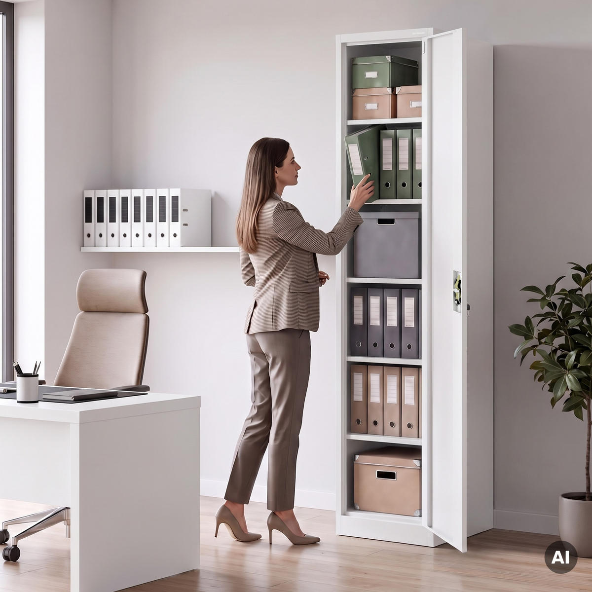 AKTENSCHRANK ALEX 220 - Weiß, Metall (45/220/40cm) - Jan Nowak
