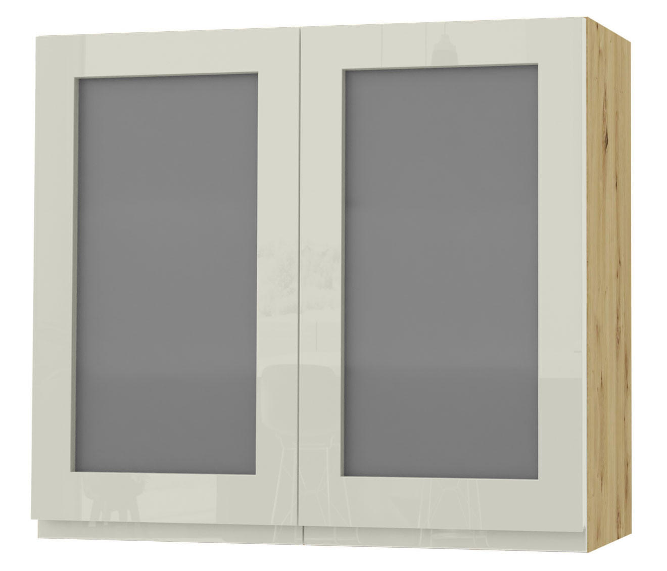 HÄNGESCHRANK Florence W3S/80 Eiche Artisan / RAL 1013 perlweiß HG 80 / 32,5 / 72cm - Weiß Hochglanz/Eiche Artisan, Holz/Holzwerkstoff (80/72/32.5cm) - Feldmann-Wohnen