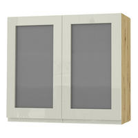 HÄNGESCHRANK Florence W3S/80 Eiche Artisan / RAL 1013 perlweiß HG 80 / 32,5 / 72cm - Weiß Hochglanz/Eiche Artisan, Holz/Holzwerkstoff (80/72/32.5cm) - Feldmann-Wohnen