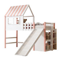 HOCHBETT 90/200 cm Rosa mit Rutsche, Stauraum und Spielbereich - Pink, Holz (90/200cm) - MIVRAY