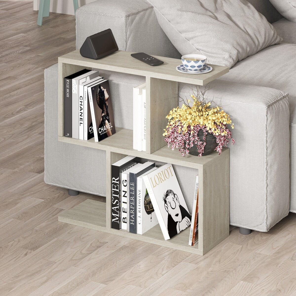 BEISTELLTISCH 5 Tabletts L60 cm - Mania - Beige, Holzwerkstoff (60/20/60cm) - Calicosy