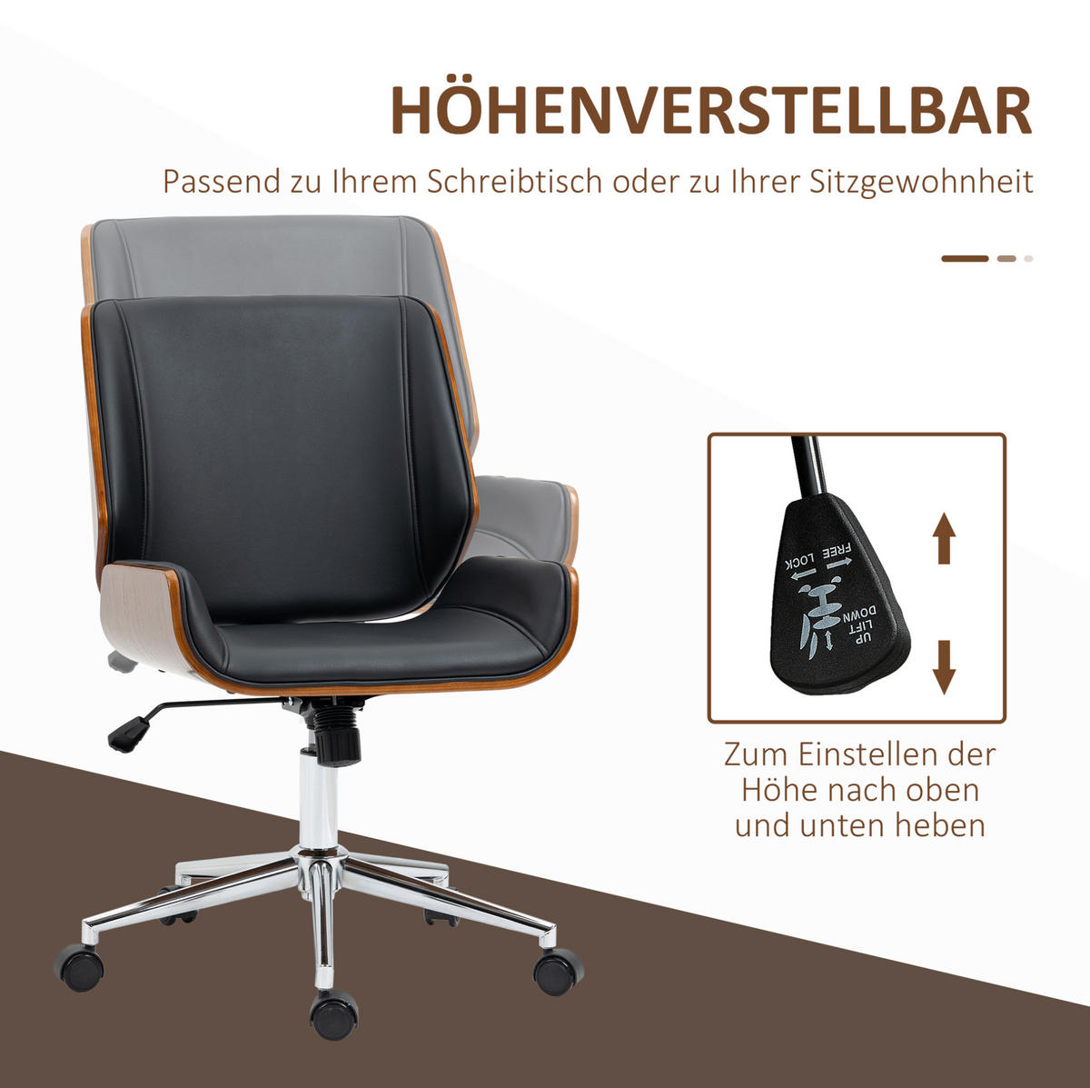 BÜROSTUHL in Schwarz 60x53x96 cm, höhenverstellbar mit Kippfunktion - Schwarz, Kunststoff (53/96/60cm) - IVMEU