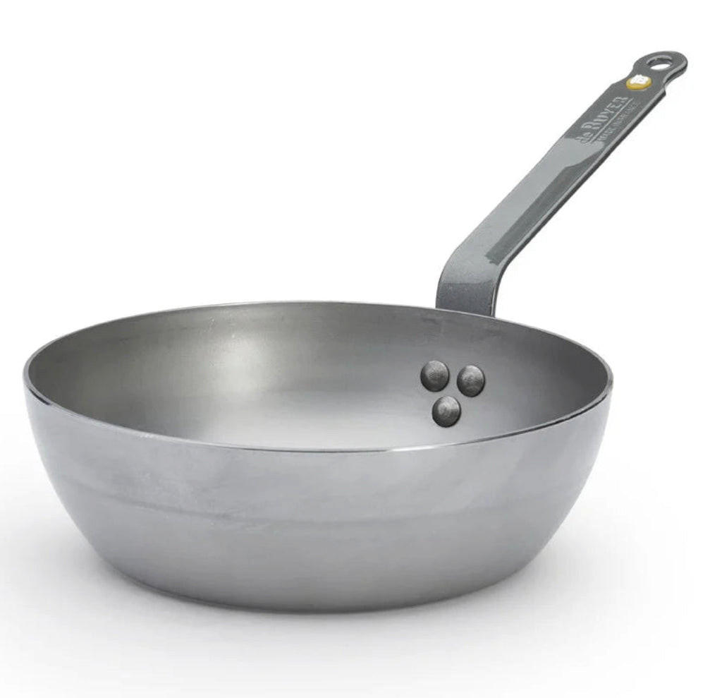 SCHMORPFANNE Bratpfanne Mineral B - ø 24 cm / 2.5 Liter - ohne Antihaftbeschichtung - Silberfarben, Metall (24cm) - De Buyer