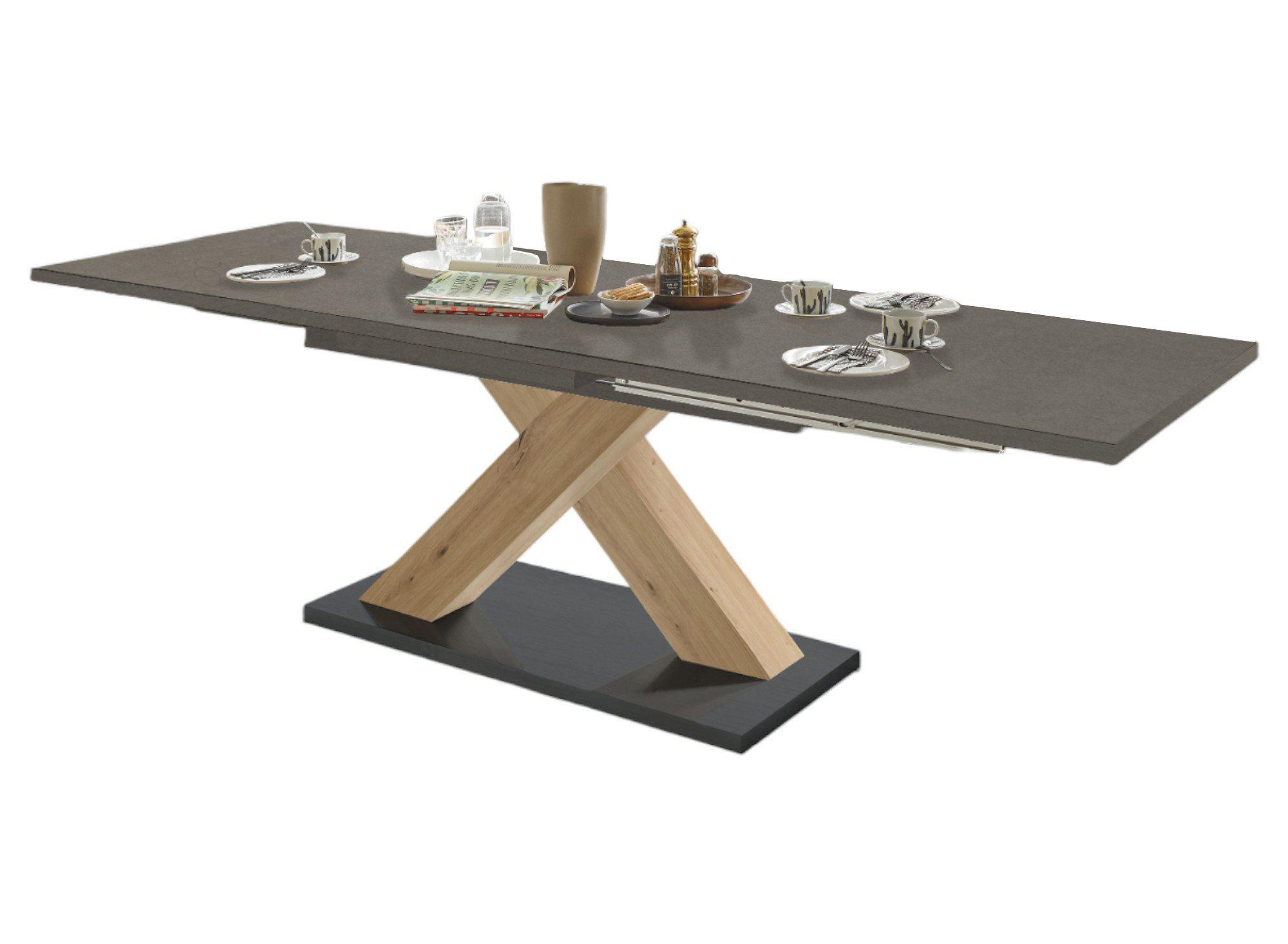 ESSTISCH ausziehbar Elene 180x90x76 Asteiche/Graphit - Grau, Holzwerkstoff (180/90/76cm) - 58aufmkessel