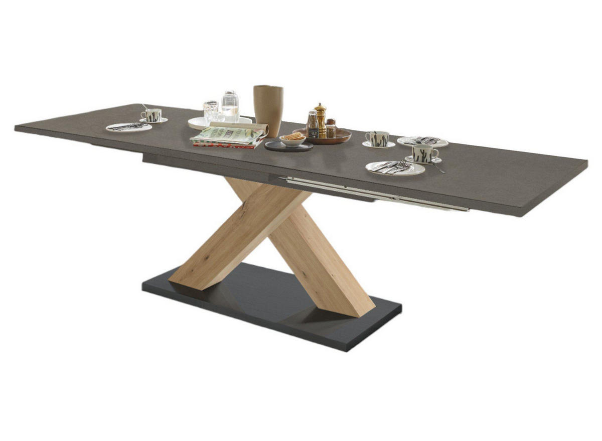 ESSTISCH ausziehbar Elene 160x90x76 Asteiche/Graphit - Grau, Holzwerkstoff (160/90/76cm) - 58aufmkessel
