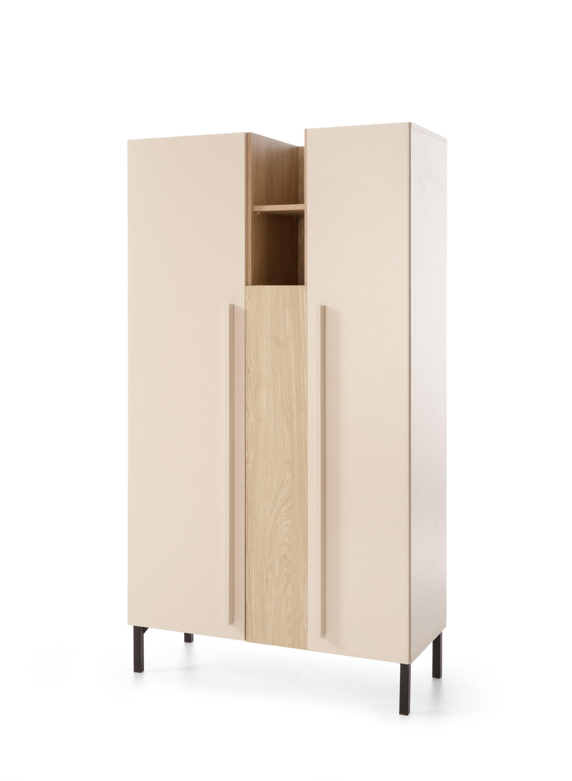 KOMMODE Sinus in Beige, Eiche & Marineblau Hochkommode - Braun, Holzwerkstoff (80/200/120cm)