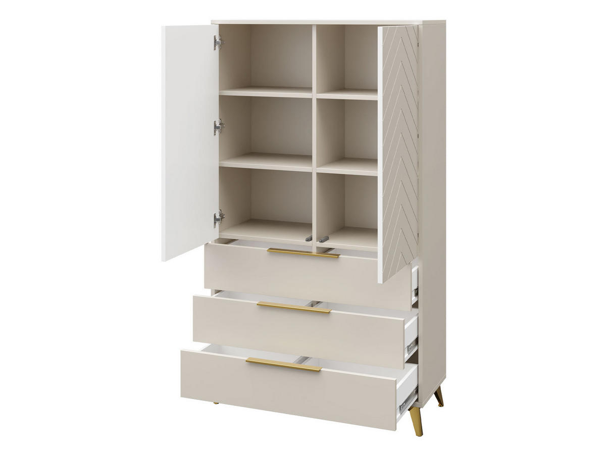 KLEIDERSCHRANK Xylix 2D3SZ - Beige/Goldfarben, Holzwerkstoff/Metall (104/180/40cm) - MIRJAN24