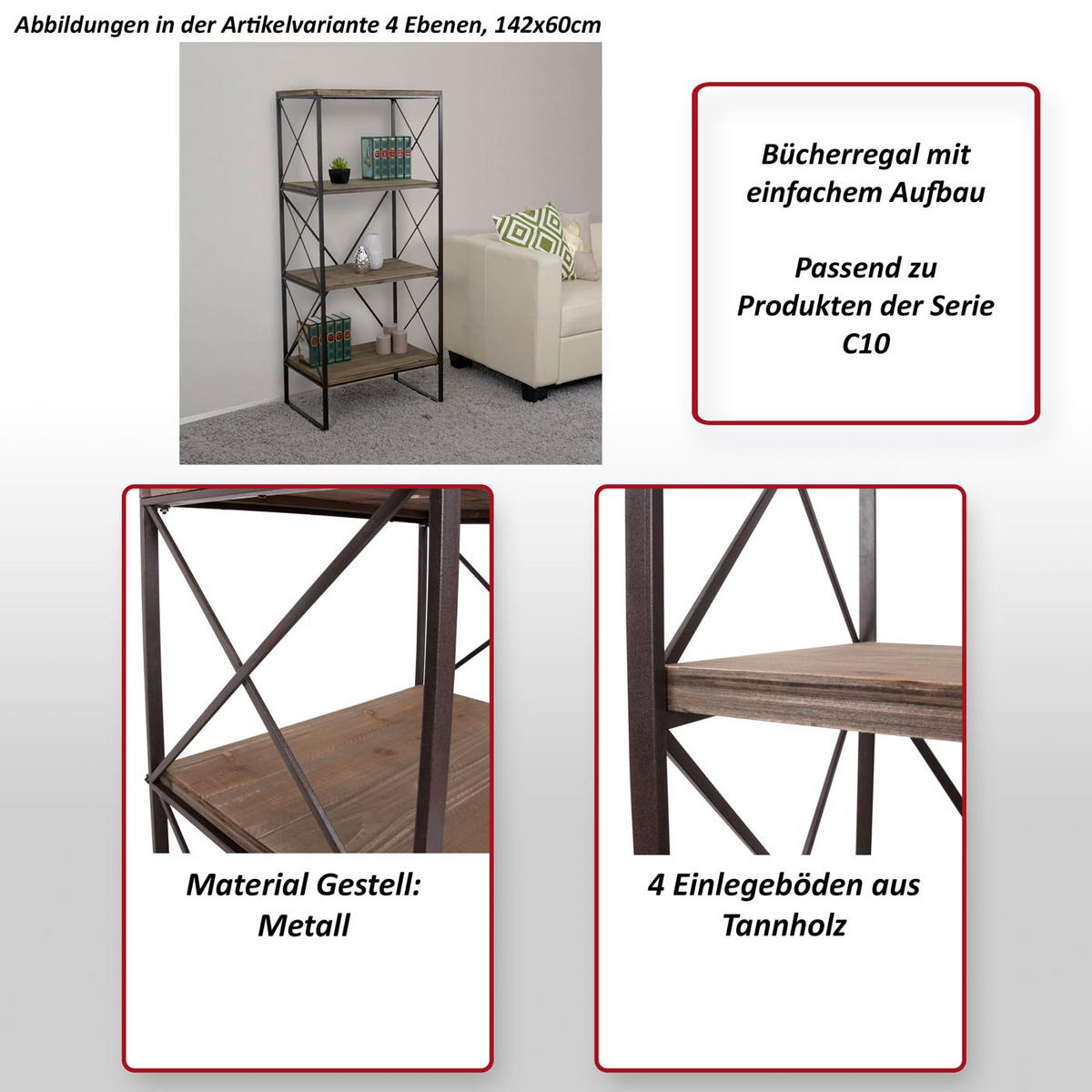 BÜCHERREGAL Braun - Braun, Holz (60/142/42cm) - MCW