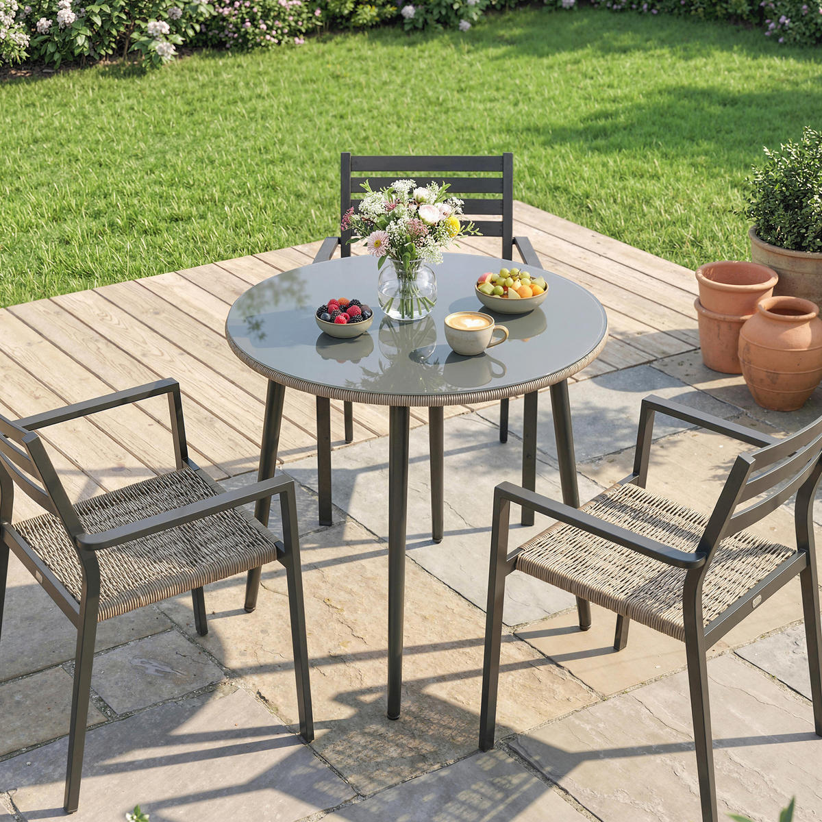GARTENTISCH Grau 80.0/80.0/74.0cm - Grau, Metall (80/80/74cm)