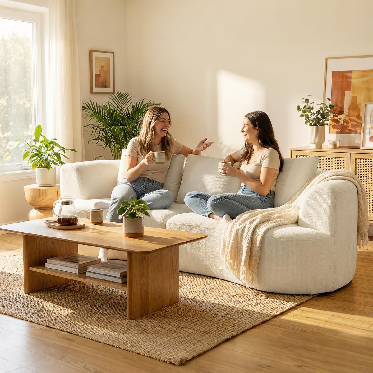 3-SITZER-SOFA Polyester Cremeweiß - Creme, Textil (106/82/260cm) - HOMCOM