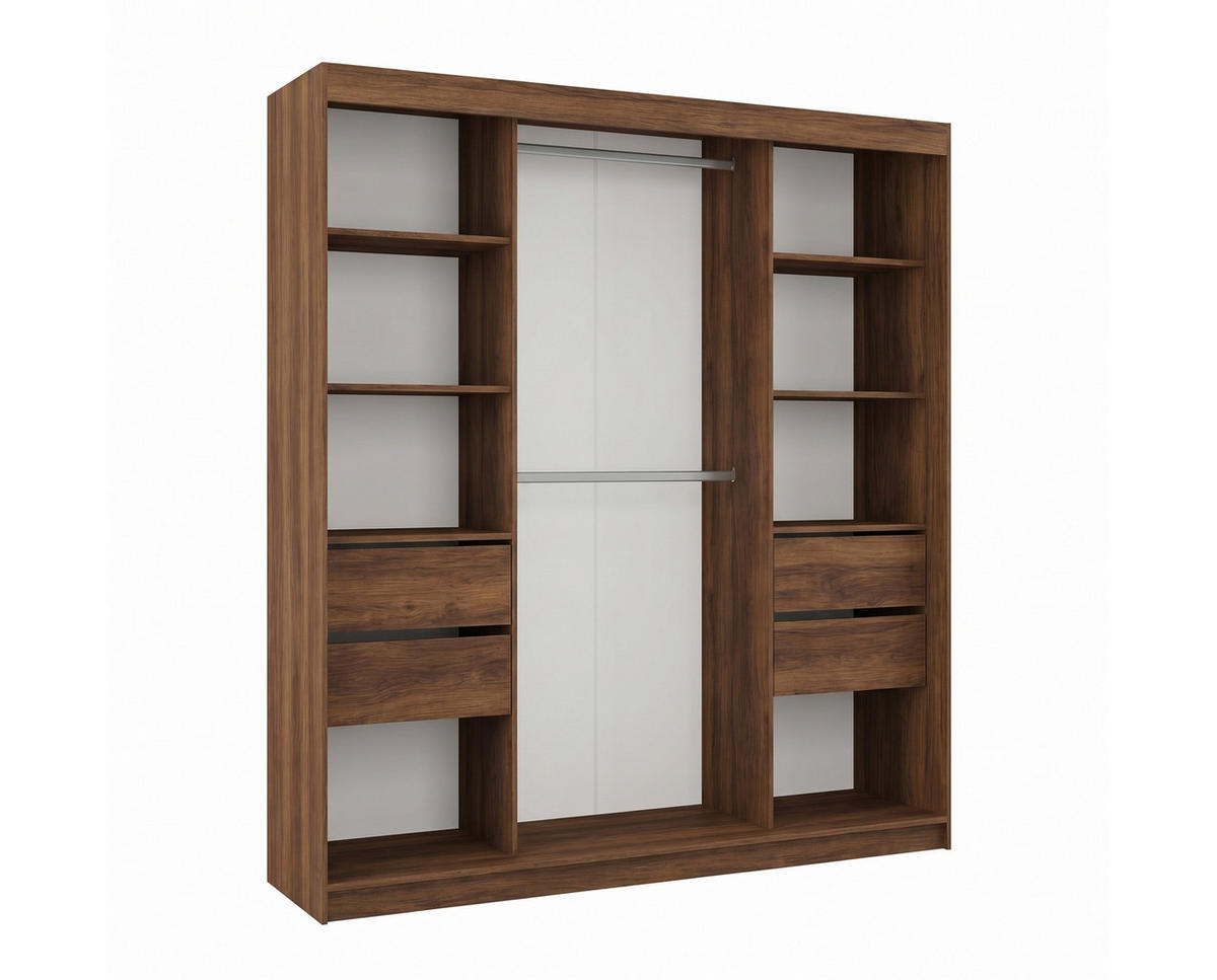 SCHWEBETÜRENSCHRANK Vex 200 cm mit Spiegel, 2-türig, dunkelbraun - Dunkelbraun, Kunststoff (200/216/61cm) - Margaret Hadas24