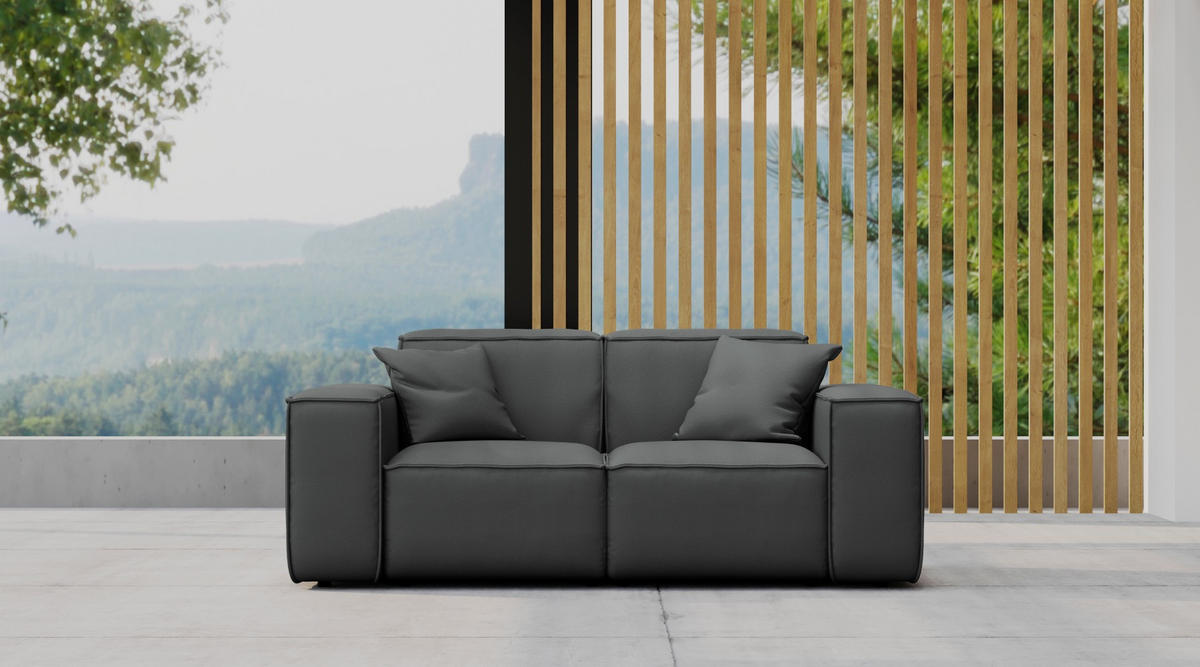 GARTENSOFA Gartenmöbel MALIBU 2 Sitzer Stoff Odyssey Anthrazit - Anthrazit, Holz (186/73/88cm) - Kaiser Möbel