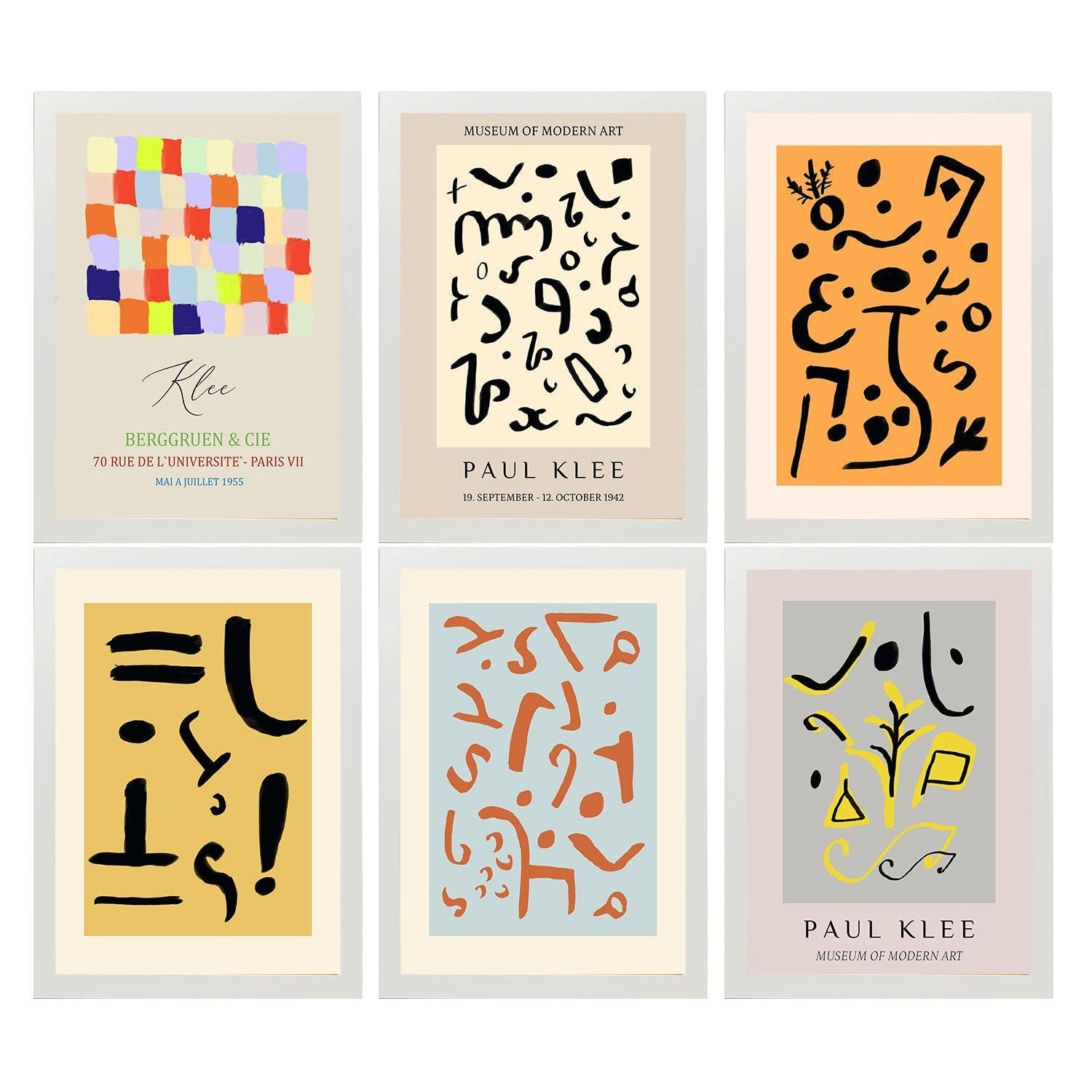 POSTER Set Mit 6 Illustrationen Von Paul Klee Surrealismus A3 Weißer Rahmen - Weiß, Papier (29/3cm) - Nacnic