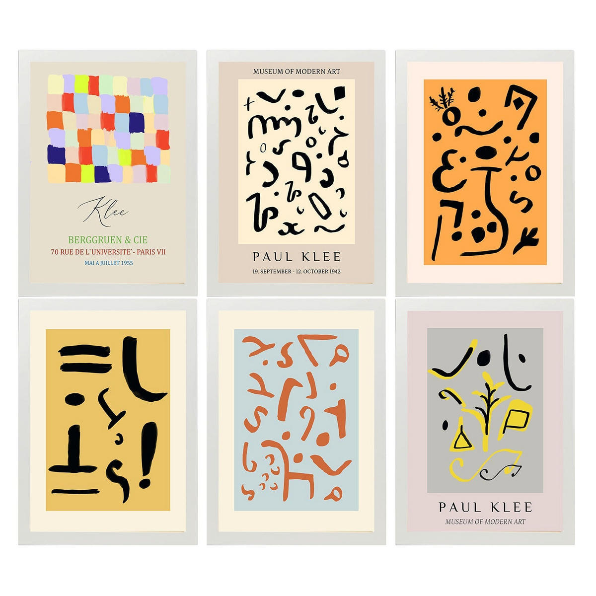 POSTER Set Mit 6 Illustrationen Von Paul Klee Surrealismus A3 Weißer Rahmen - Weiß, Papier (29/3cm) - Nacnic