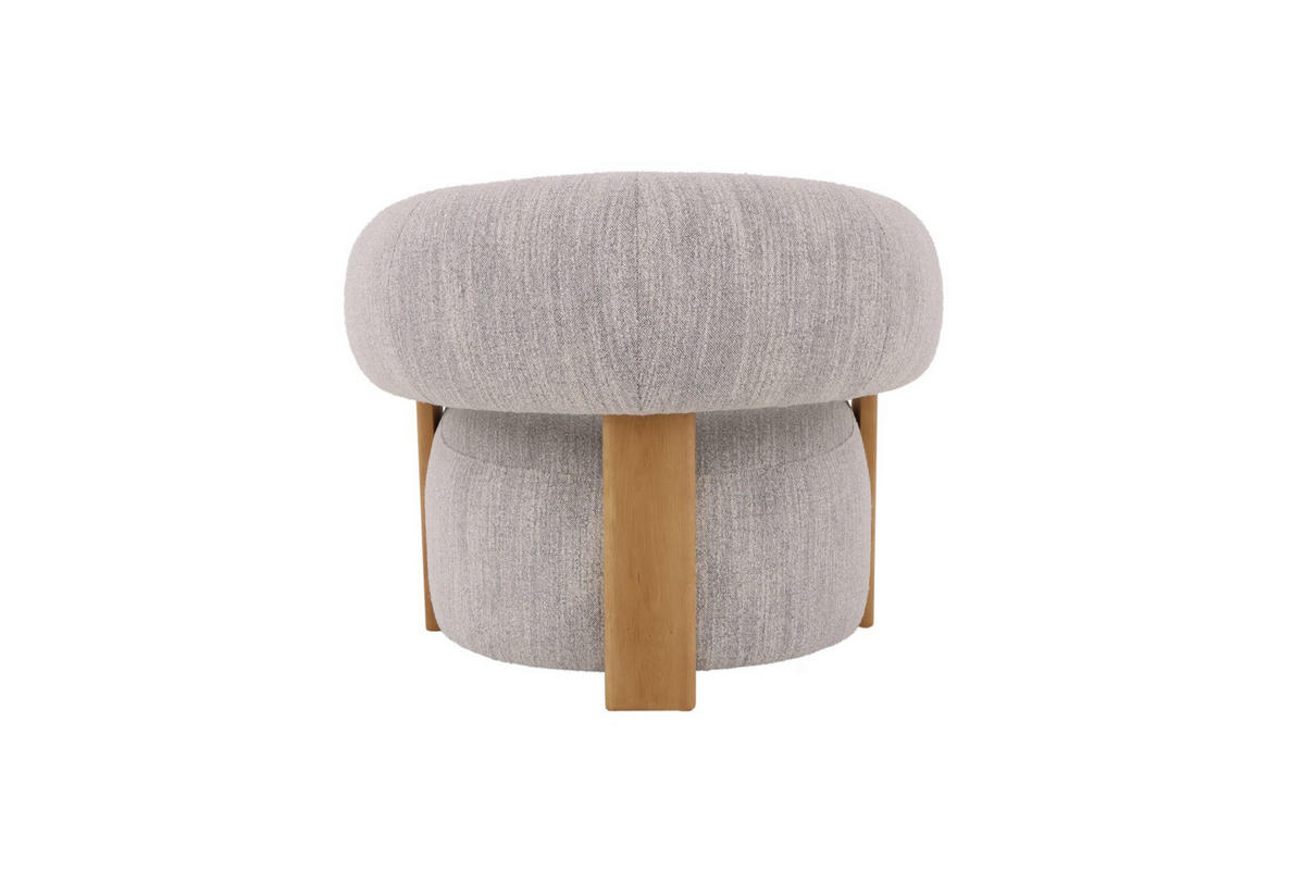 SESSEL Nature, Natur Massiveiche + hellgrauer Stoff - Grau, Holz (92/79/80cm) - WOODEK