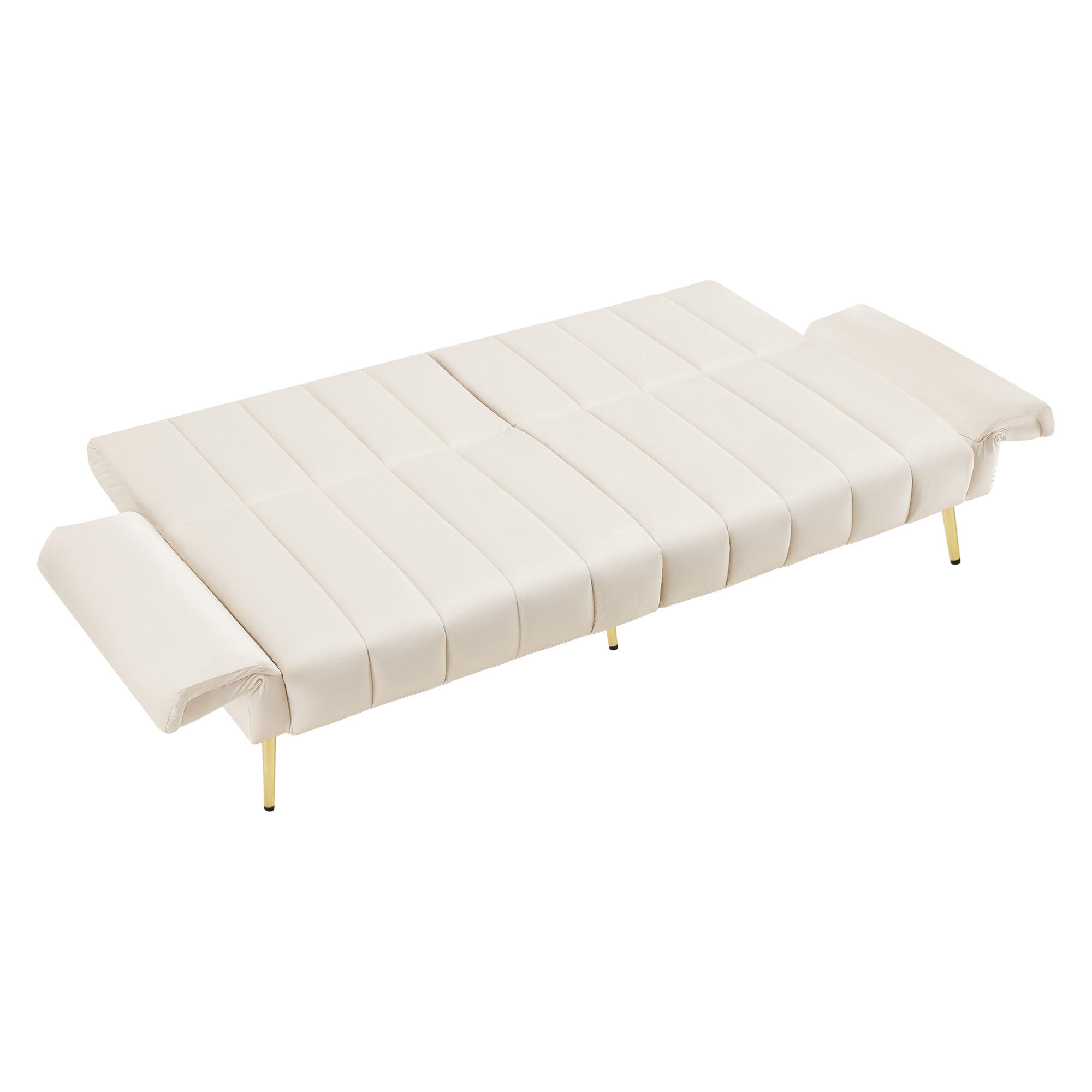 SCHLAFSOFA, Samt mit verstellbarer Rückenlehne & Armlehnen, 183/76/75 cm, Beige - Beige, Textil (76/75/183cm) - Redom