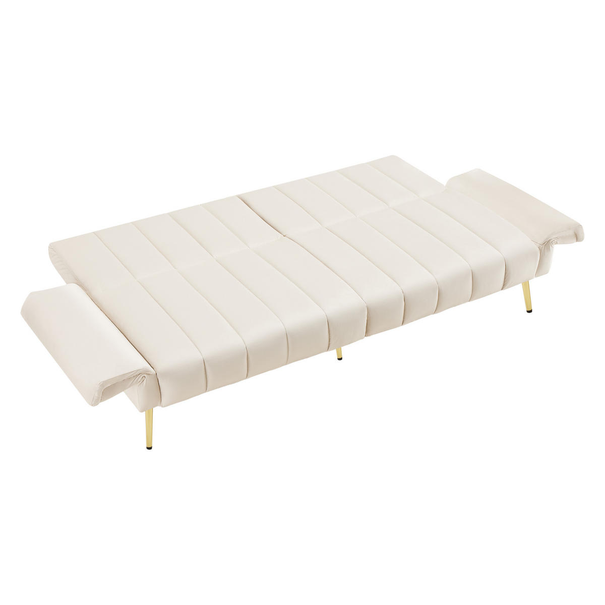SCHLAFSOFA, Samt mit verstellbarer Rückenlehne & Armlehnen, 183/76/75 cm, Beige - Beige, Textil (76/75/183cm) - Redom