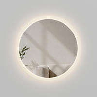 KOUPELNOVÉ ZRCADLO s osvětlením, 3 nastavitelné barvy světla, nezamlžující se, Ø 70 cm - průhledná, sklo (70/70/3.5cm) - EMKE