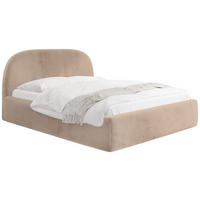POLSTERBETT Puro mit Bettkasten, Dunkelbeige Samt 140 x 200 cm – mit Metall-Lattenrost - Hellbraun/Beige, Kunststoff/Textil (140/200cm) - WFL GROUP