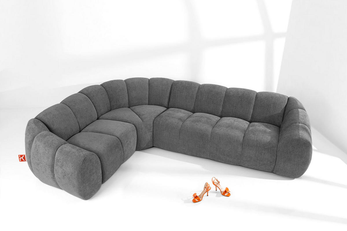 ECKSOFA LINKS FLAVA, Aschgrau - Grau, Holz/Holzwerkstoff (310/230cm) - KONSIMO®