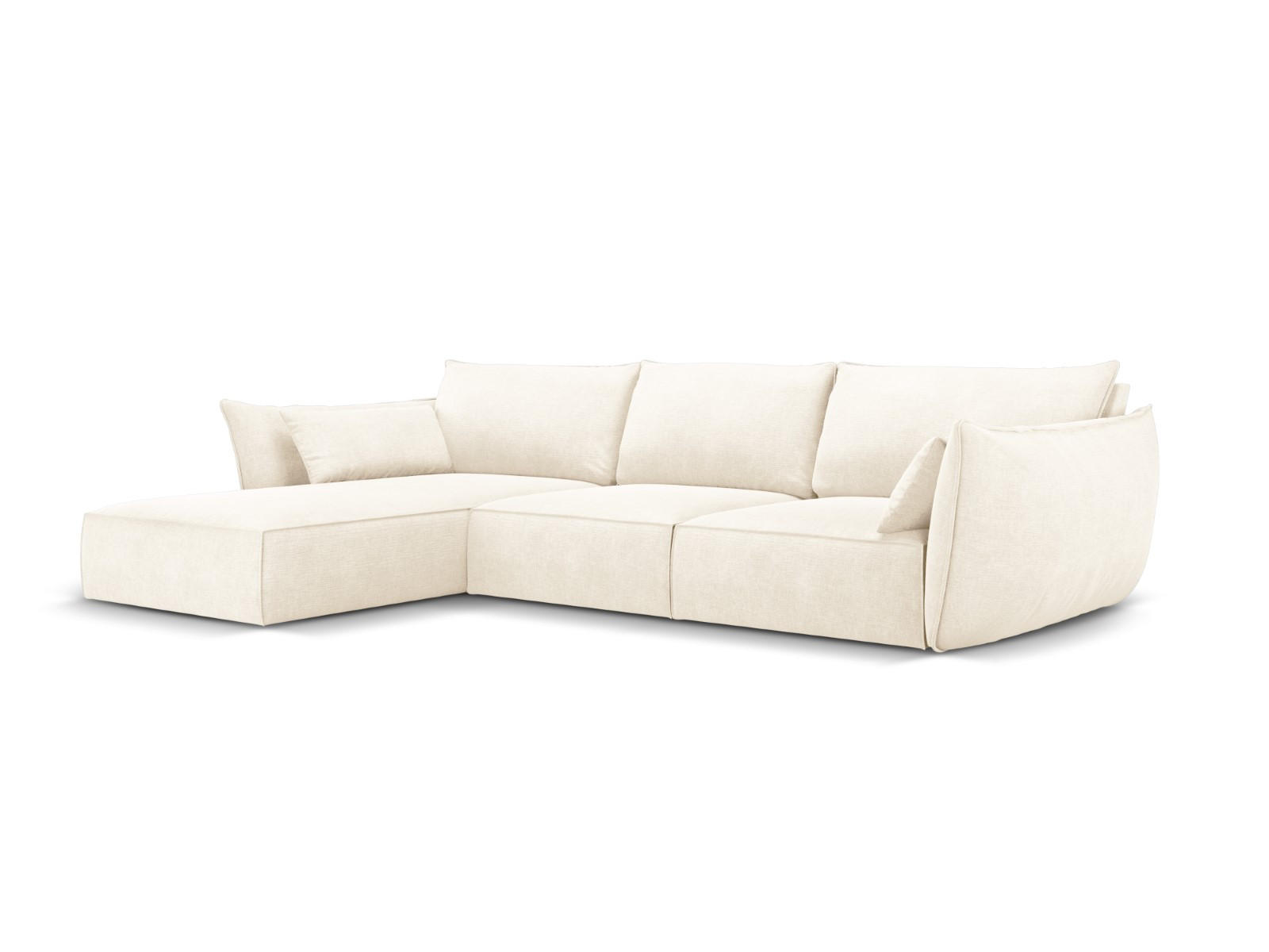 ECKSOFA links Kaelle aus Chenille-Stoff leichtes beige 4 Sitzplätze - Creme, Textil (171/308cm) - Micadoni