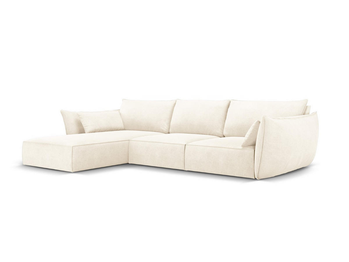 ECKSOFA links Kaelle aus Chenille-Stoff leichtes beige 4 Sitzplätze - Creme, Textil (171/308cm) - Micadoni