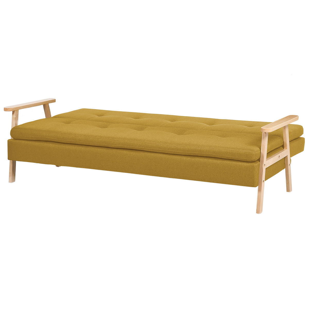 3-SITZER-SCHLAFSOFA senfgelb Tjorn - Hellbraun/Gelb, Textil (204/84/67cm) - Beliani