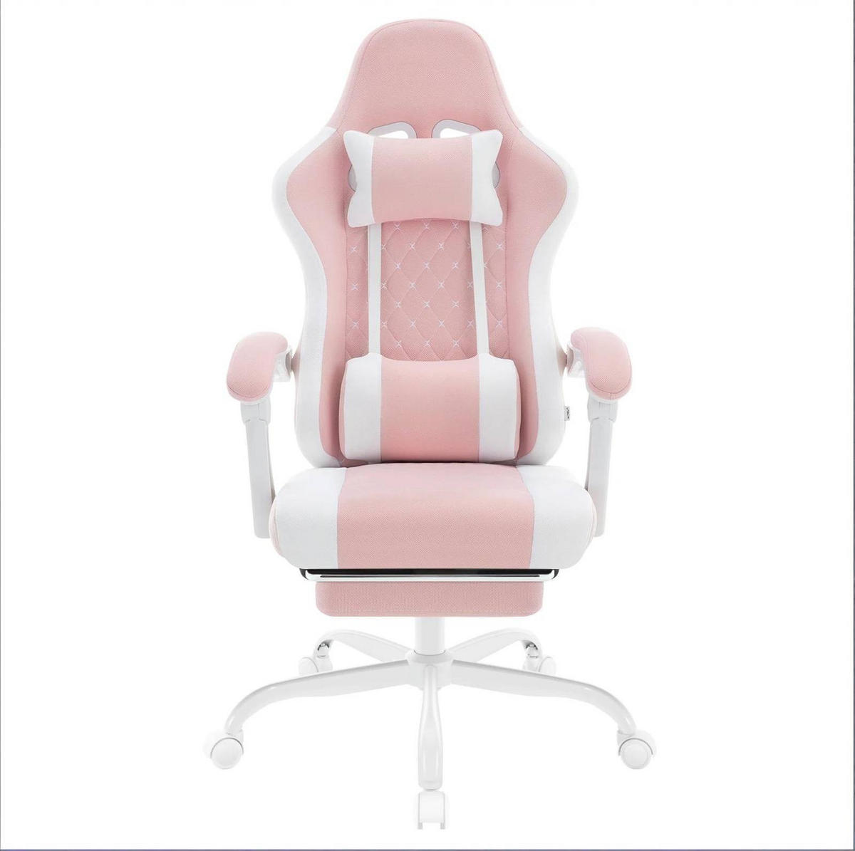 GAMINGSTUHL in Pink und Weiß 70x70x127 cm mit Massagefunktion und Fußstütze - Pink, Textil (70/127/70cm) - IVMEU