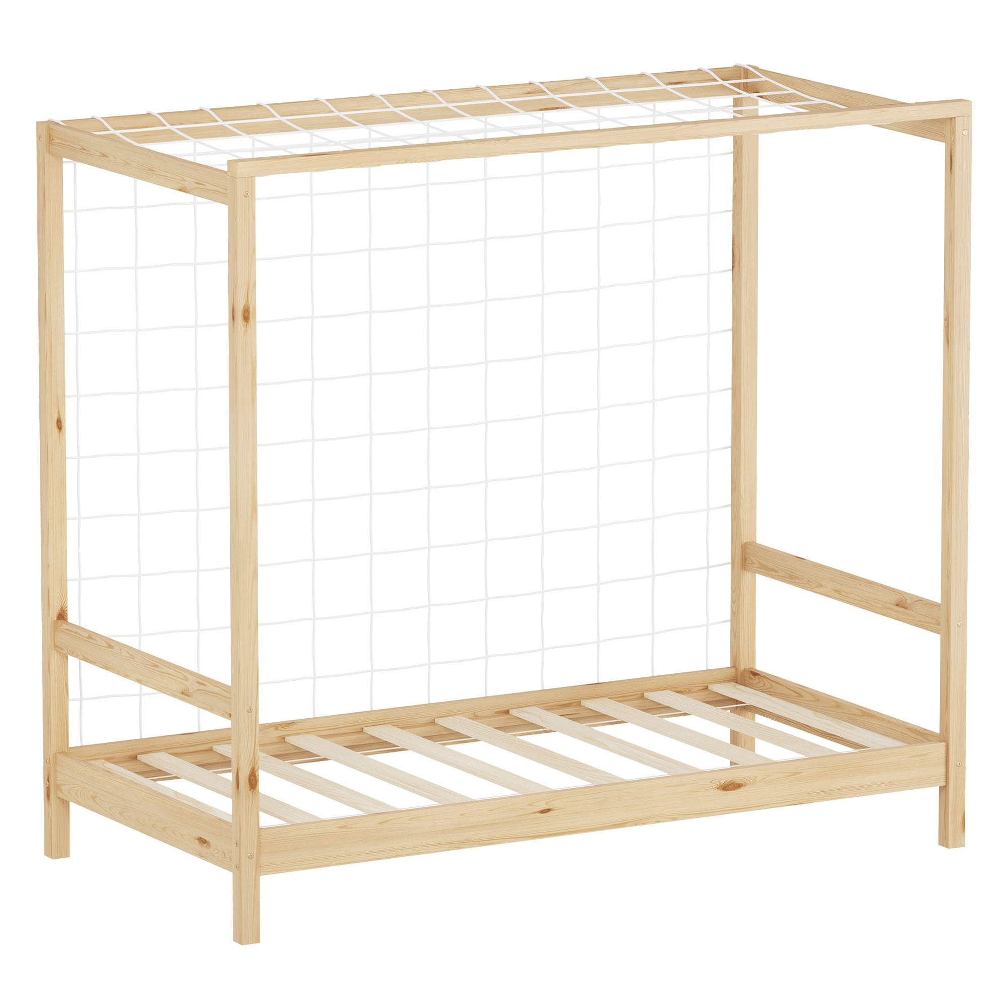 KINDERBETT Fußballtor 80x160 cm Natur - Hellbraun, Holz (80/160cm) - ML-DESIGN