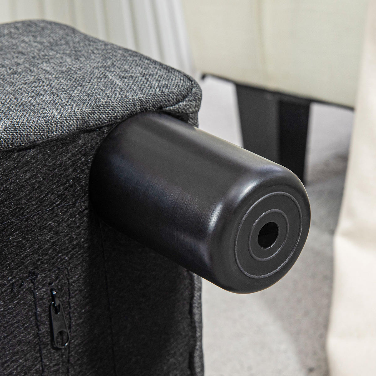 FUSSHOCKER DE-07144 leinenartiger Stoffbezug, Schaumstofffüllung Grau - Dunkelgrau, Kunststoff (30/24/40cm) - ComfortXL