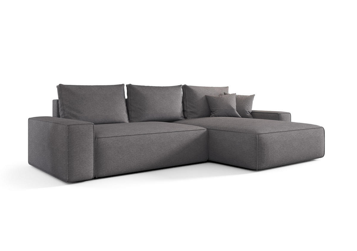 ECKSOFA MONA mit Schlaffunktion ARAGON 93 Rechts - Grau, Textil (280/185cm) - Bedante