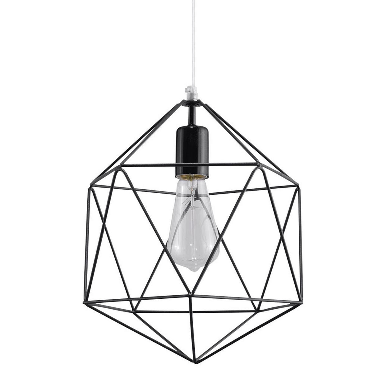 HÄNGELEUCHTE Stahl Schwarz Gitteroptik - Schwarz, Metall (25/25/100cm)