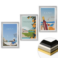WANDBILDER 3er Set - 40x60 cm Silberner Rahmen - Amalfi, Positano und Capri - Silberfarben, Kunststoff (40/60cm) - ArtPrintCave