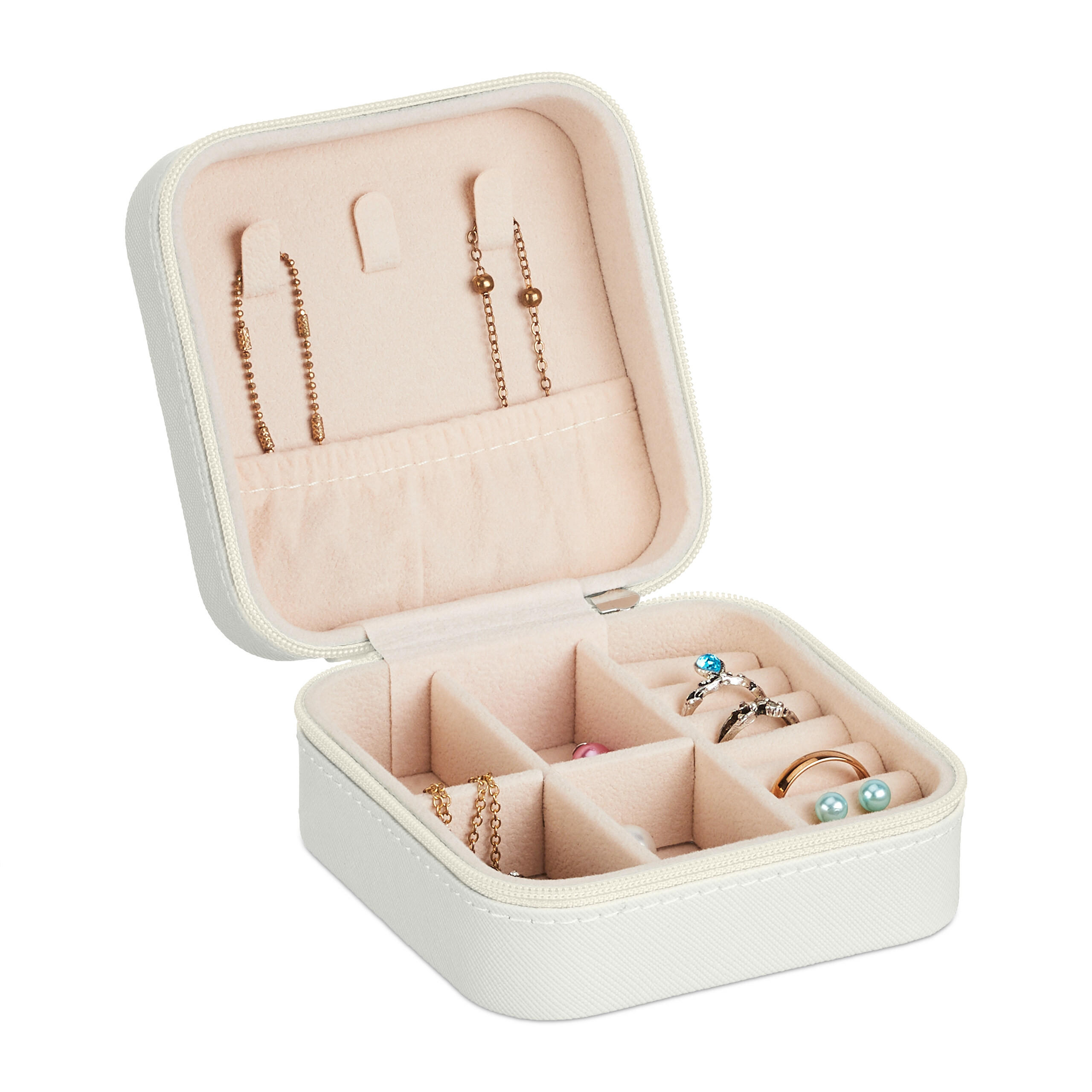 SCHMUCKKÄSTCHEN - Weiß, Holzwerkstoff/Kunststoff (10/5/10cm) - Relaxdays