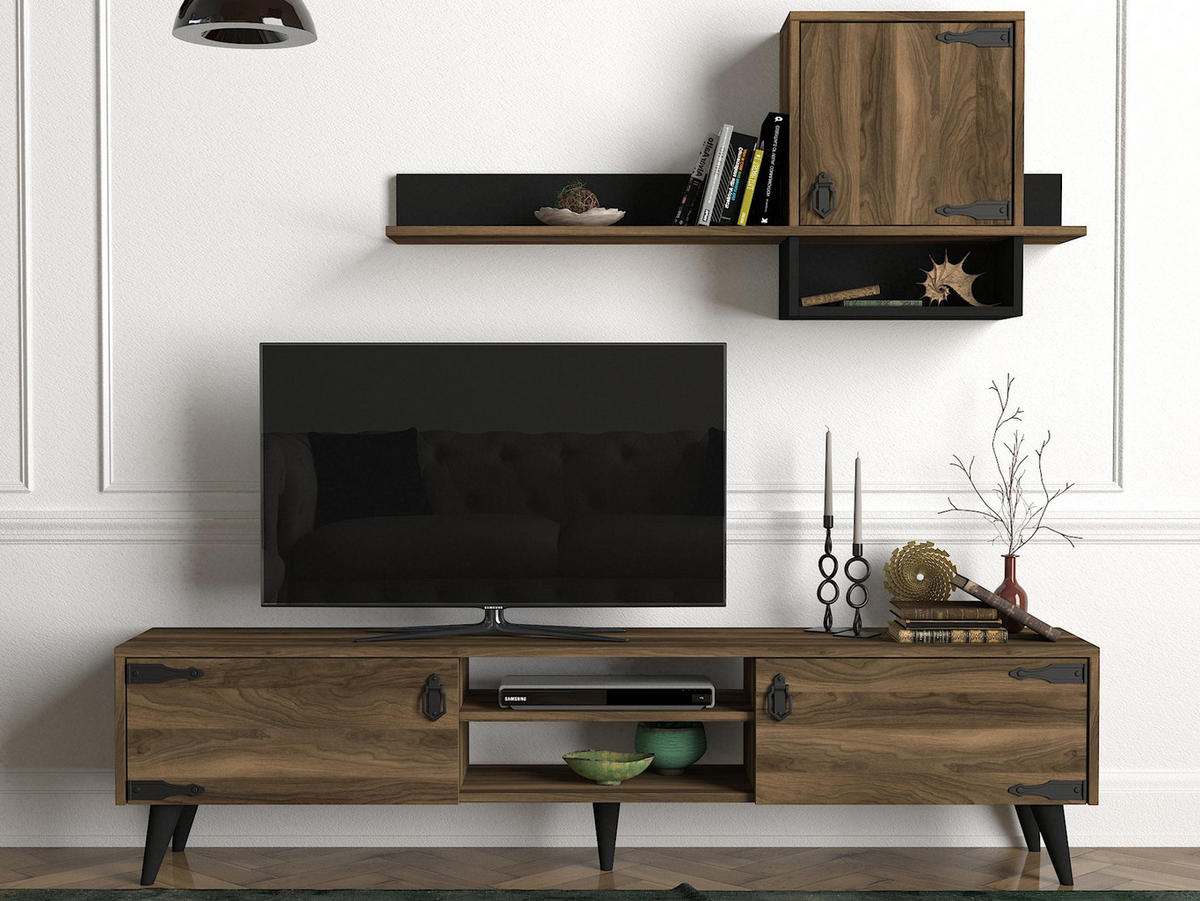 WOHNWAND Anthes Braun - Braun, Holzwerkstoff/Kunststoff (180/41/30cm) - moebel17